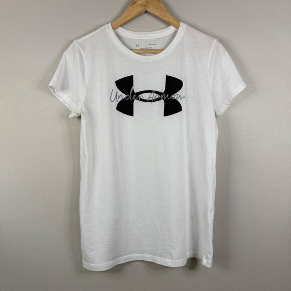 Under Armour Womens White Classic Tee Shirt Size M Cotton Blend - Picture 1 of 9